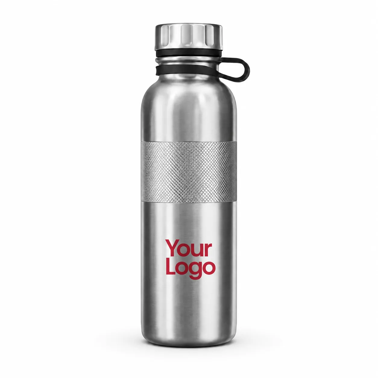Brushed Steel Grip Metal Water Bottle