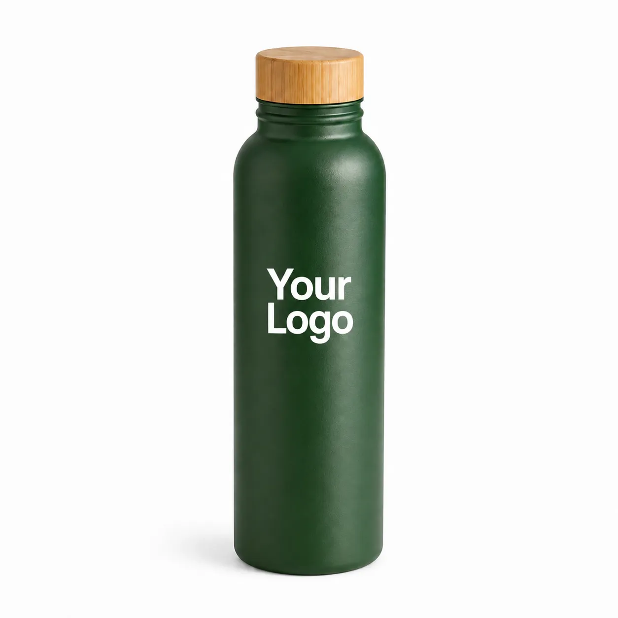 Green Bamboo Lid Metal Water Bottle