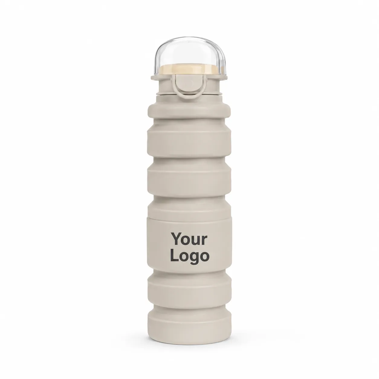 Beige Collapsible Plastic Water Bottle