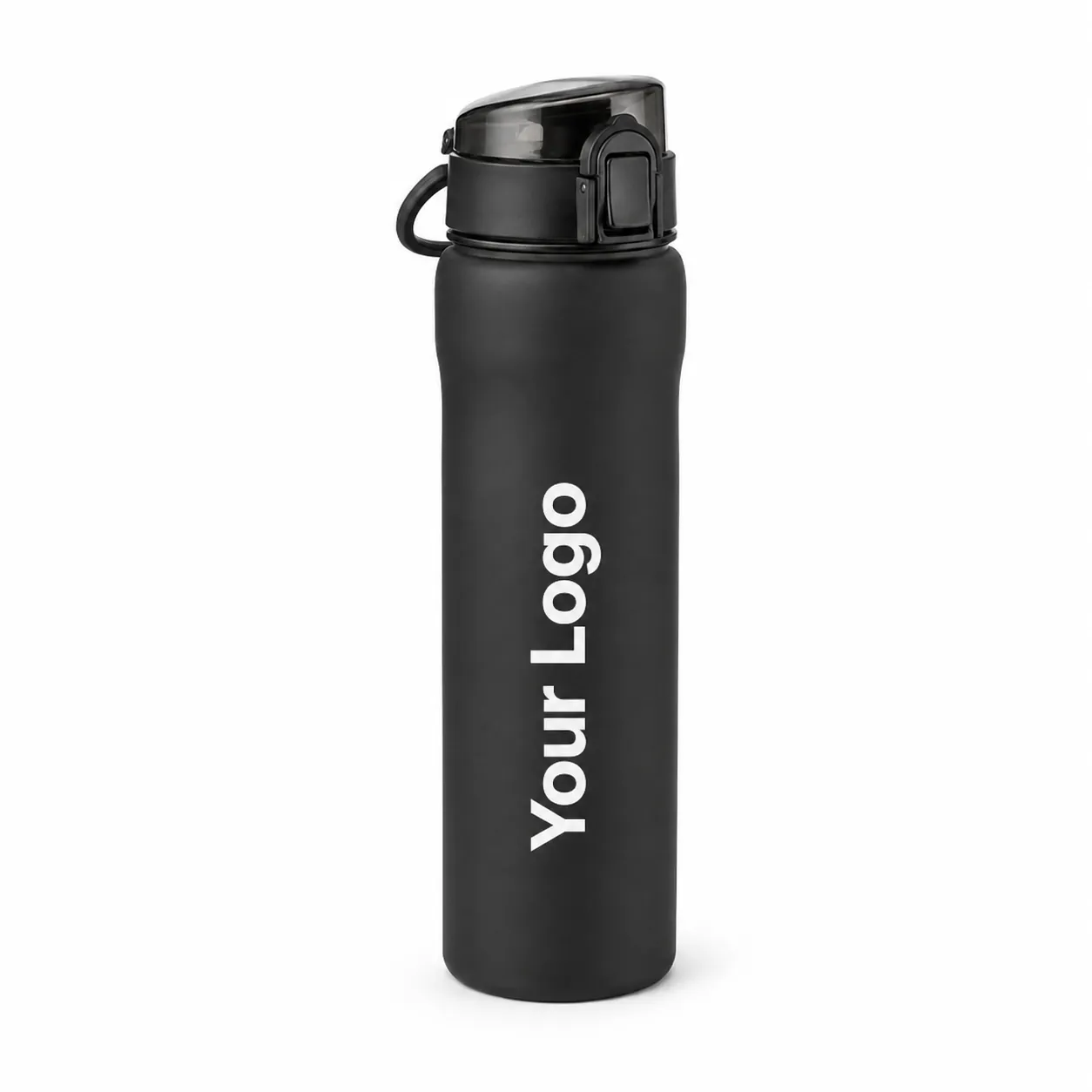 Black Flip Lid Plastic Water Bottle
