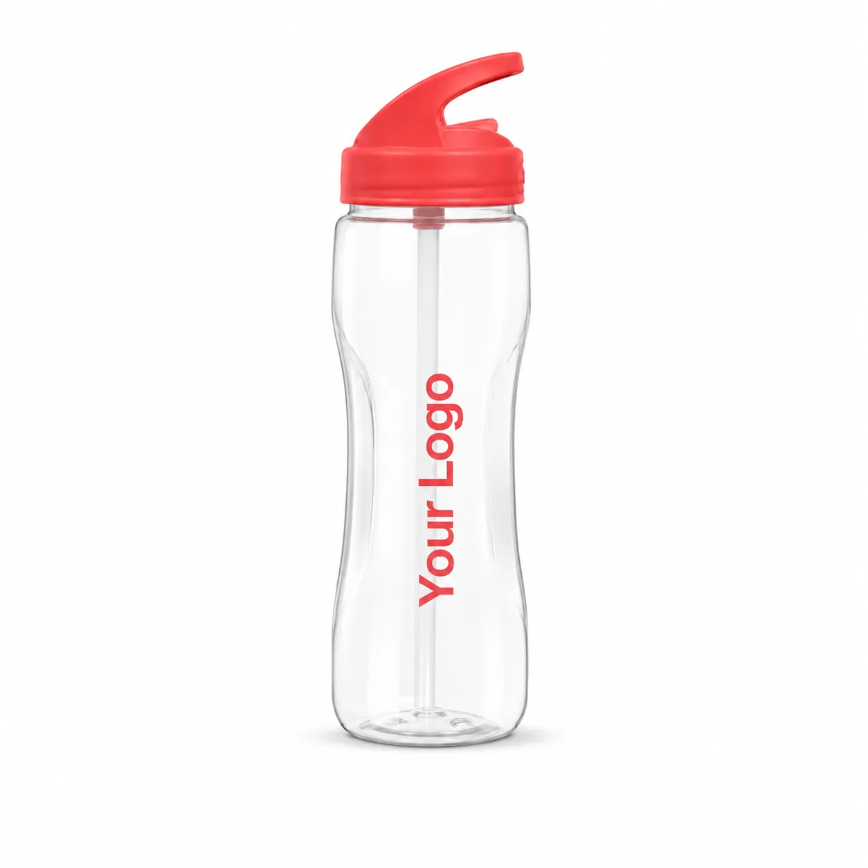Red Flip Straw Plastic Water Bottle